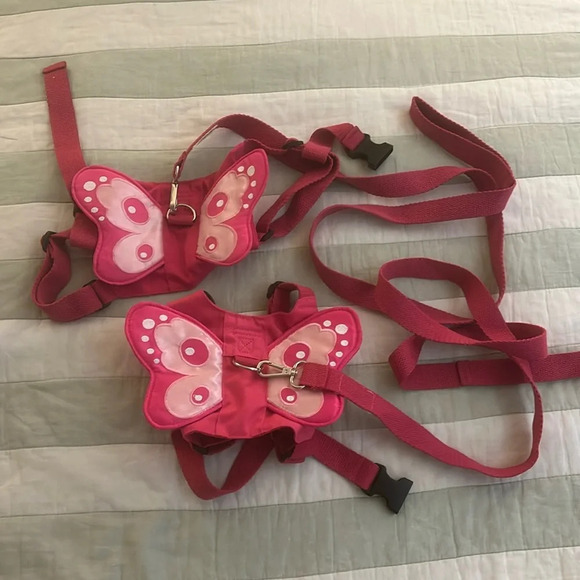 Set of 2 Girls Butterfly Harness Leash pink - Picture 1 of 5